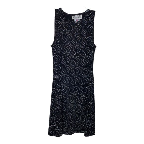 Vintage Dresses & Skirts - Vintage Glam Black Shimmer Glitter Sparkle Tank Sleeveless Party Dress Small
